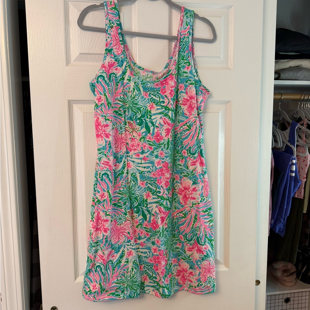 Lilly Pulitzer pima cotton Sleeveless Dress in Pink and Green large